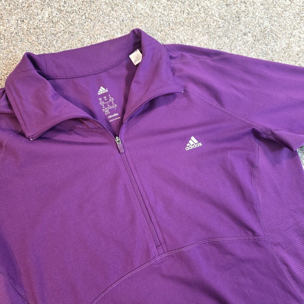 Adidas Climalite 1/4 Zip Track Jacket‎ Womens Size XL Purple Running Athletic